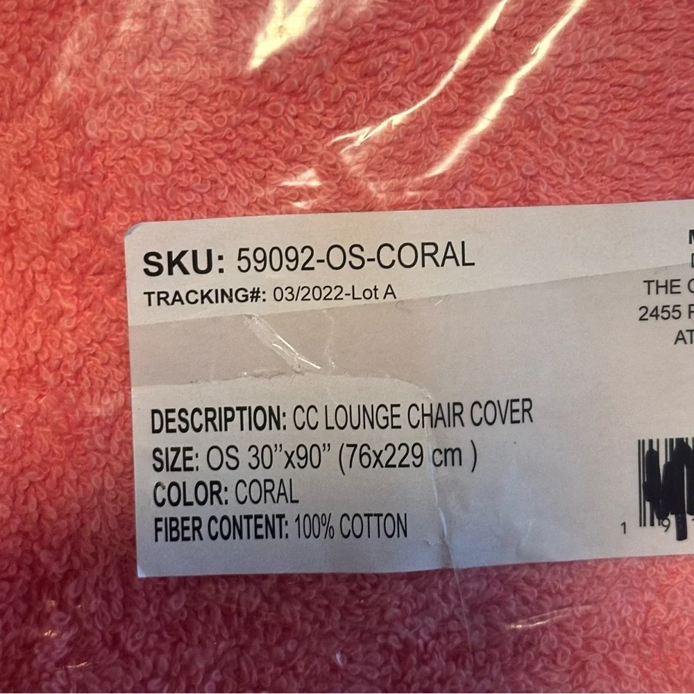 Company Store Turkish Cotton lounge chair cover beach towel coral pink 30x90”